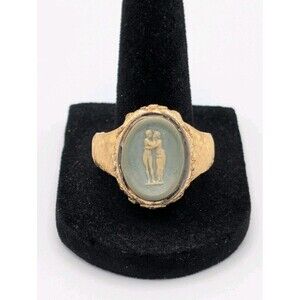 VTG Custom Dante Museum Masterpiece Cufflink Kiss Cameo Incolay Gold Plated Ring